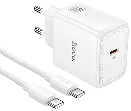 Сетевое зарядное устройство Hoco N83 40w GaN PD USB-C fast charger + USB-C to USB-C cable White - фото Сетевое зарядное устройство Hoco N83 40w GaN PD USB-C fast charger + USB-C to USB-C cable White