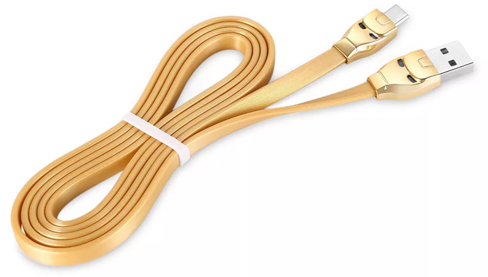 Кабель Hoco U14 Steel man USB-A - Type-C 12w 2.4a 1.2м cable Gold - фото 4