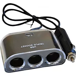 Автомобільний зарядний пристрій Atcom ES-09 2.1a car charger+ 2 cigarette lighter black (13151)