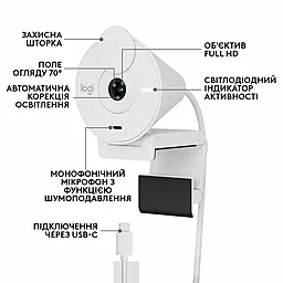 Камера видеонаблюдения Logitech Brio 300 FHD White (960-001442) - миниатюра 6