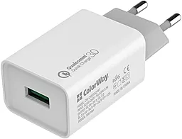 Сетевое зарядное устройство с быстрой зарядкой ColorWay 1USBx3A White (CW-CHS013Q-WT) - миниатюра 3