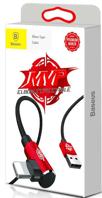 Кабель Baseus MVP Elbow USB-A - Lightning 12w 2.4a 2м cable Red (CALMVP-A09) - фото 8
