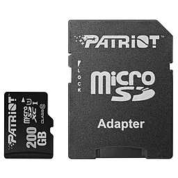 Карта памяти Patriot microSDXC 200GB LX Series Class 10 UHS-I U1 + SD-адаптер (PSF200GMCSDXC10)