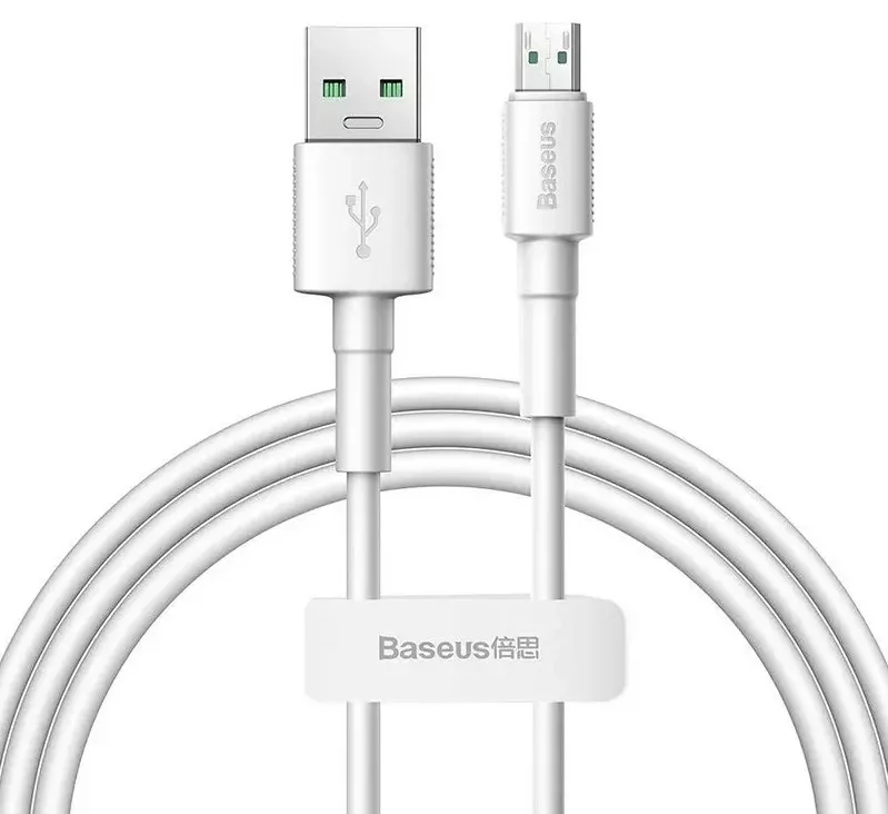 Кабель Baseus Mini USB-A - micro USB 20w 4a 1м cable White (CAMSW-D) - фото 2