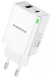 Сетевое зарядное устройство Borofone BN16 Tough 45w GaN PD USB-C/USB-A ports charger white - фото Сетевое зарядное устройство Borofone BN16 Tough 45w GaN PD USB-C/USB-A ports charger white