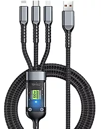 Універсальний кабель XoKo SC-3100 3-in-1 USB-A to Type-C/Lightning/micro USB 100w 5а 1.2м сable Black (SC-3100-BK)