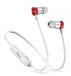 Наушники Baseus Encok S07 Silver/Red - фото Наушники Baseus Encok S07 Silver/Red