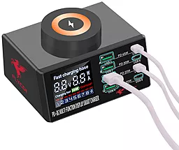 Зарядна станція FLYCDI FDC-003 4xUSB-A/2xUSB-C ports fast charger black - фото Зарядна станція FLYCDI FDC-003 4xUSB-A/2xUSB-C ports fast charger black