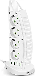 Сетевой фильтр (удлинитель) Voltronic F14 8 розеток 16A 3xUSB-A-1xUSB-C 2M c выключателем белый - фото Сетевой фильтр (удлинитель) Voltronic F14 8 розеток 16A 3xUSB-A-1xUSB-C 2M c выключателем белый