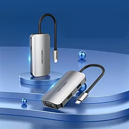 USB Type-C хаб Vention Multi Hub 100W Silver - мініатюра 3