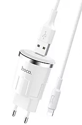 Сетевое зарядное устройство Hoco C37A Thunder + Lightning Cable White - миниатюра 2
