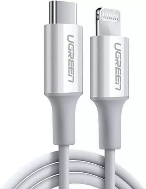 Кабель Ugreen US171 MFI USB Type-C - Lightning 18w 3a 2м PD сable White (60749) - фото 1