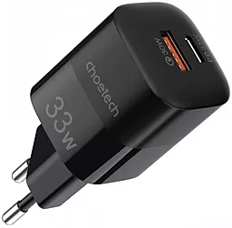 Сетевое зарядное устройство Choetech 33W QC3.0/PD/PPS/GaN + USB - A + C Ports Black (PD5006-EU-BK)
