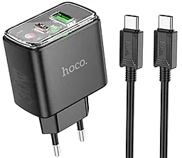 Мережевий зарядний пристрій Hoco CS42A 30w PD USB-C/USB-A ports charger + USB-C to USB-C cable black - фото Мережевий зарядний пристрій Hoco CS42A 30w PD USB-C/USB-A ports charger + USB-C to USB-C cable black