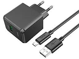 Сетевое зарядное устройство с быстрой зарядкой Hoco CS12A 18w QC3.0 home charger + micro USB cable black