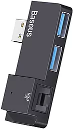 USB хаб (концентратор) Baseus Multifunctional USB 3.0 - 1xRJ45, 2xUSB 3.0 Black (CAHUB-FP01)
