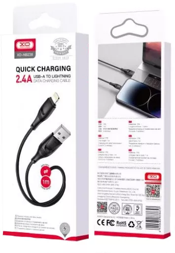 Кабель XO NB238 USB-A - Lightning 12w 2.4a 1м cable Black - фото 2
