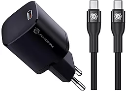 Мережевий зарядний пристрій Powermax PrimeGAN 33w PD USB-C charger + USB-C to USB-C 100w cable black - фото Мережевий зарядний пристрій Powermax PrimeGAN 33w PD USB-C charger + USB-C to USB-C 100w cable black