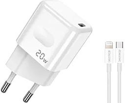 Мережевий зарядний пристрій Jellico C86 20w PD USB-C home charger + USB-C to Lightning cable white - фото Мережевий зарядний пристрій Jellico C86 20w PD USB-C home charger + USB-C to Lightning cable white