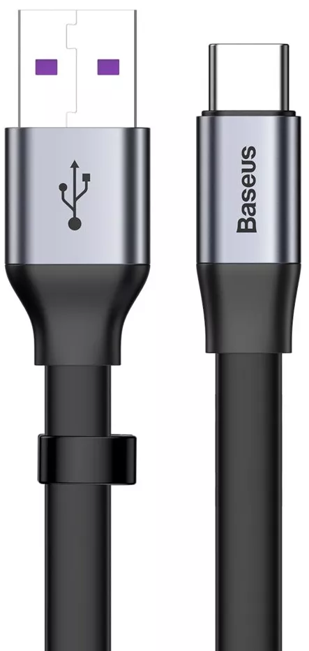 Кабель Baseus Simple HW USB-A - Type-C 40w 5a 0.23м cable Black/Grey (CATMBJ-0S) - фото 2