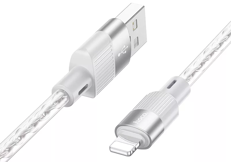 Кабель Hoco X99 Crystal Junction USB-A - Lightning 12w 2.4a 1м cable Gray - фото 2