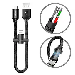 USB Кабель Baseus Portable 0.23M 2-in-1 USB to Type-C /Lighrning Cable Black - мініатюра 2