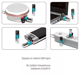 Аккумулятор ColorWay AA (R6) USB 1200mAh 2шт (CW-UBAA-02) - мініатюра 2