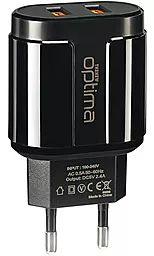 Мережевий зарядний пристрій Optima Avangard OP-HC02 2USB 2.4A + Lightning Cable Black