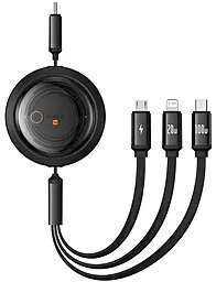 Універсальний кабель Baseus Free2Draw Retractable Crystal 3-in-1 USB Type-C to Type-C/Lightning/micro USB 100w 5a 1.1м PD сable Black (P10368700111-04)