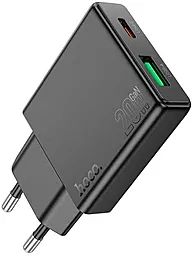 Мережевий зарядний пристрій Hoco N38 20w PD USB-C/USB-A ports fast charger black