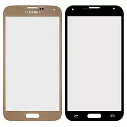 Корпусное стекло дисплея Samsung Galaxy S5 G900F, G900M, G900T, G900K, G900S, G900I, G900A, G900W8, G900L, G900H (с OCA пленкой) Gold