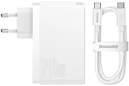 Сетевое зарядное устройство Baseus GaN5 Pro 140w 2xUSB-C/USB-A ports + USB-C/USB-C 240w cable white (CCGP100202)