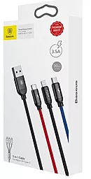 Кабель USB Baseus Three Primary Colors 3.5A 0.3M 3-in-1 USB to micro USB/Type-C/Lightning Cable Black (CAMLT-ASY01) - миниатюра 3
