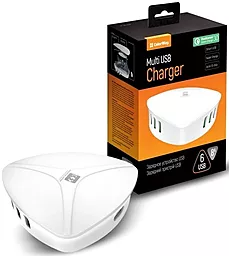 Сетевое зарядное устройство с быстрой зарядкой ColorWay 40w QC3.0 6xUSB-A ports charger white (CW-CHS06QW) - фото Сетевое зарядное устройство с быстрой зарядкой ColorWay 40w QC3.0 6xUSB-A ports charger white (CW-CHS06QW)