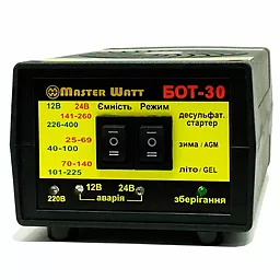 Зарядное устройство MasterWatt БОТ-30 12/24V MF WET AGM GEL CA/CA 160-245V 20А