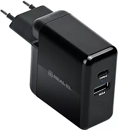 Сетевое зарядное устройство REAL-EL CH-350 36W 3A USB-A-C Black - миниатюра 3