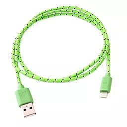 USB Кабель Siyoteam iPhone 5 зеленый в тканевой оплетке