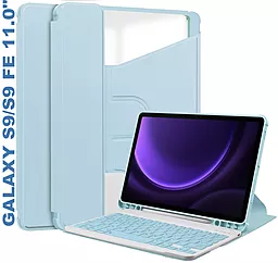 Чехол для планшета BeCover с безпроводной клавиатурой для Samsung Galaxy Tab S9, S9 FE Light Blue (710429) - фото Чехол для планшета BeCover с безпроводной клавиатурой для Samsung Galaxy Tab S9, S9 FE Light Blue (710429)