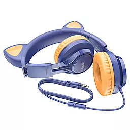 Наушники Hoco W36 Cat Ear Midnight Blue - миниатюра 3