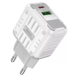 Мережевий зарядний пристрій Hoco C135A Rock 20w PD/QC USB-C/USB-A ports charger white - фото Мережевий зарядний пристрій Hoco C135A Rock 20w PD/QC USB-C/USB-A ports charger white