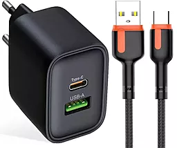 Мережевий зарядний пристрій Powermax Eclipse 30w PD USB-C/USB-A ports charger + USB-C cable black - фото Мережевий зарядний пристрій Powermax Eclipse 30w PD USB-C/USB-A ports charger + USB-C cable black