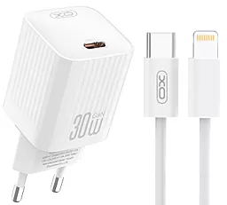 Сетевое зарядное устройство XO L148 30w PD USB-C fast charger + USB-C to Lightning cable white - фото Сетевое зарядное устройство XO L148 30w PD USB-C fast charger + USB-C to Lightning cable white