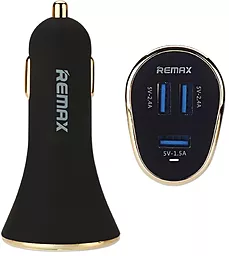 Автомобільний зарядний пристрій Remax 6.3A 3USB Car Charger (2.4A/2.4A/1.5A) Black/Gold (RCC302)