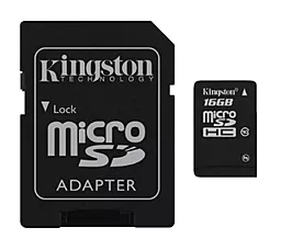 Карта пам'яті Kingston microSDHC 16GB Class 4 + SD-адаптер (SDC4/16GB) - фото Карта пам'яті Kingston microSDHC 16GB Class 4 + SD-адаптер (SDC4/16GB)