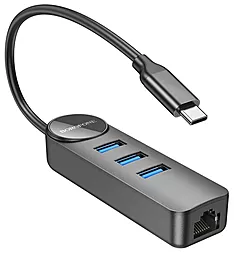 Мультипортовый USB Type-C хаб Borofone DH6 Erudite 4-in-1 black - фото Мультипортовый USB Type-C хаб Borofone DH6 Erudite 4-in-1 black
