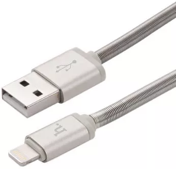 Кабель Hoco U5 Full-Metal USB-A - Lightning 12w 2.4a 1.2м cable Silver - фото 2