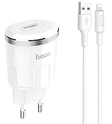 Сетевое зарядное устройство Hoco C37A 2.4a home charger + Lightning cable white