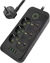 Сетевой фильтр (удлинитель) Voltronic F07U 6 розеток 16A 4xUSB-A-1xUSB-A 2M c выключателем чёрный - фото Сетевой фильтр (удлинитель) Voltronic F07U 6 розеток 16A 4xUSB-A-1xUSB-A 2M c выключателем чёрный