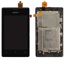 Дисплей Sony Xperia E (C1503, C1504, C1505, C1604, C1605) с тачскрином и рамкой,  Black