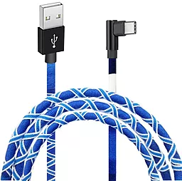Кабель Grand-X L-type USB-A - Type-C 12w 2.4a 1м cable White/Blue (FC-08WB) - фото Кабель Grand-X L-type USB-A - Type-C 12w 2.4a 1м cable White/Blue (FC-08WB)